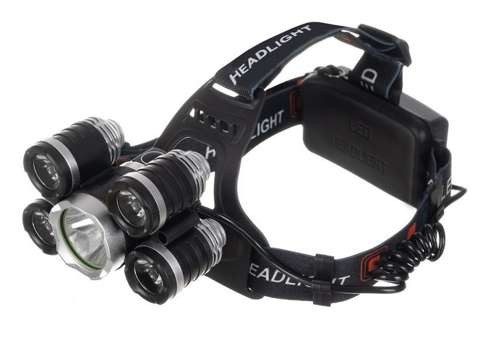 Naglavna svetilka-polnilna 5 x LED T6 CREE